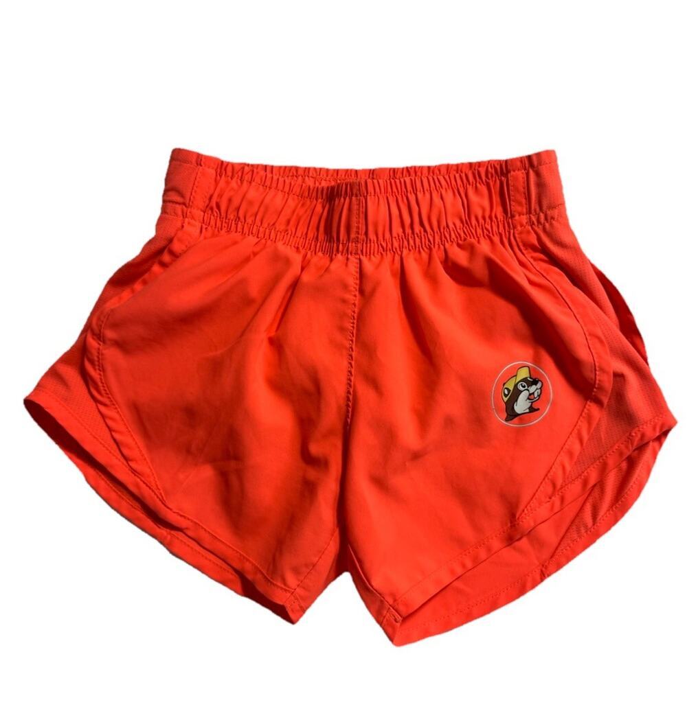 Buc-ee’s Youth XS Neon Orange Athletic Running Shorts Beaver Logo Kids